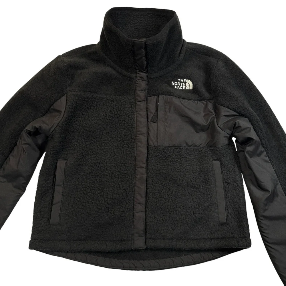 The North Face Girls Black Sherpa Fleece Mashup Snap Jacket NF0A7UMI Large 12